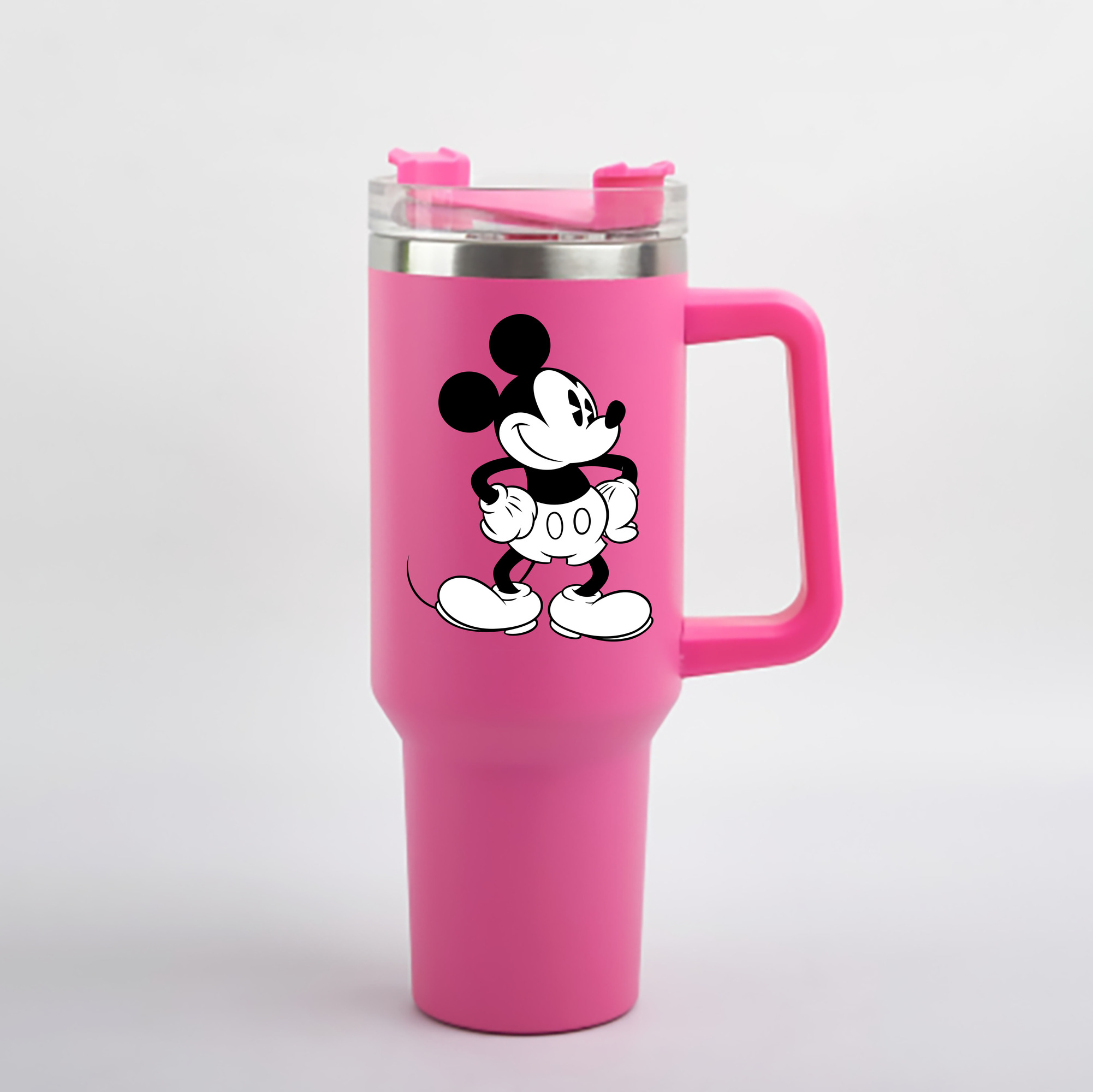 （画像用） ミッキーマウス Mickey Mouse 1200mL車用タンブラー - クリスタルステッカー（プラスチックストロー付き）